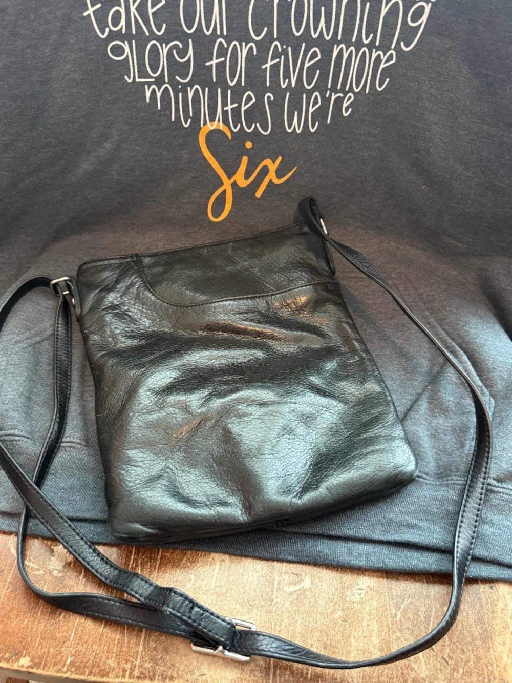 Margot black leather crossbody bag